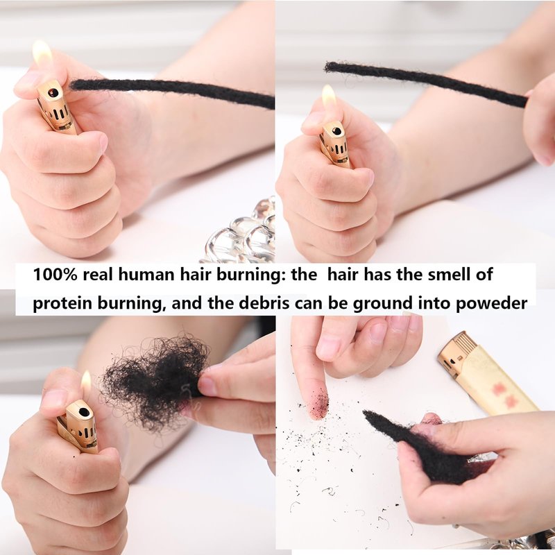 8 Inch 0.8cm Thickness Dreadlock Extensions Human Hair 30Strands 100% human hair Full handmade Loc Extensions Human Hair Can Be Curled and Bleached Dreads Extension for Men Women （ #1B）