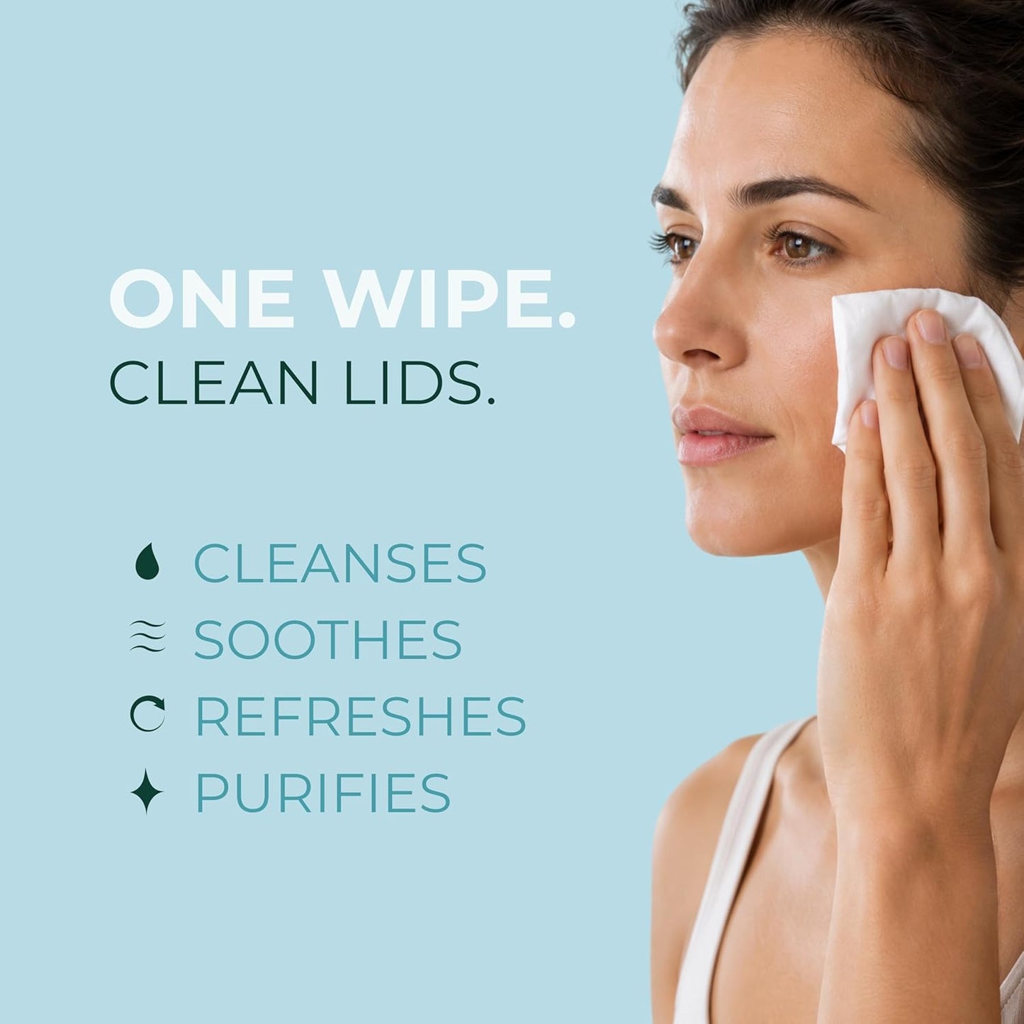 Eyelid & Lash Cleansing Wipes - Hypoallergenic & Soothing for Itchy, Dry Eyes | Pack of 60