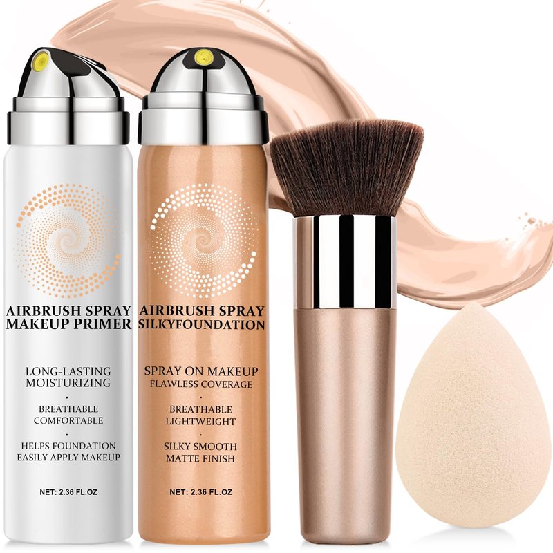 AirBrush Foundation Spray - Full Coverage Silky Mist Makeup | Lightweight Hydrating Formula (01 Natural)