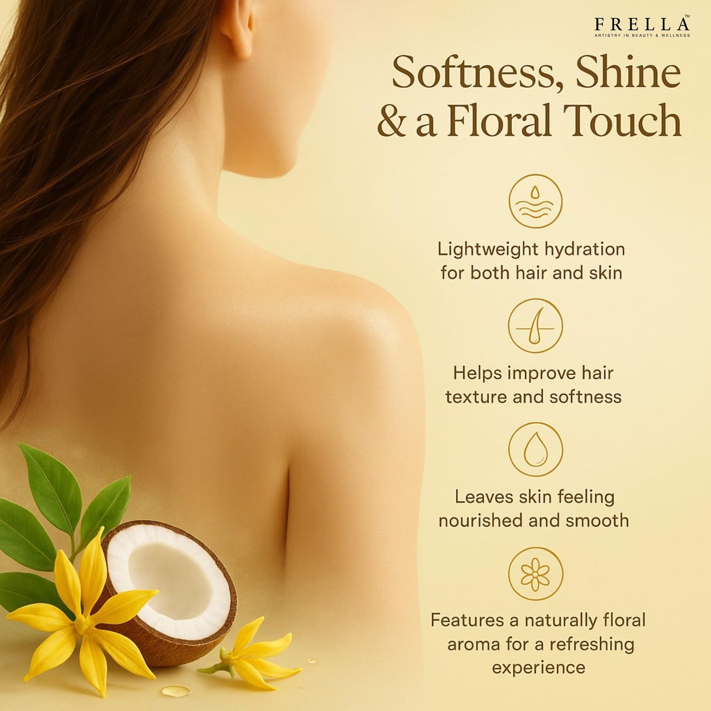 Frella Ylang Ylang Oil, For Body, Face and Hair, Travel Pack Botanic Moisturizing Oil, plant-based ingredient, For Female and Male, Size 3.4 fl oz
