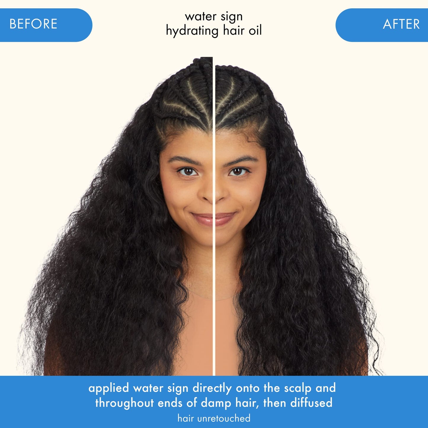 amika water sign hydrating hair oil with hyaluronic acid | for dry, textured, thick hair types 2c–4c, protects against heat, adds shine, smooths flyaways, silicone-free, locks in hydration