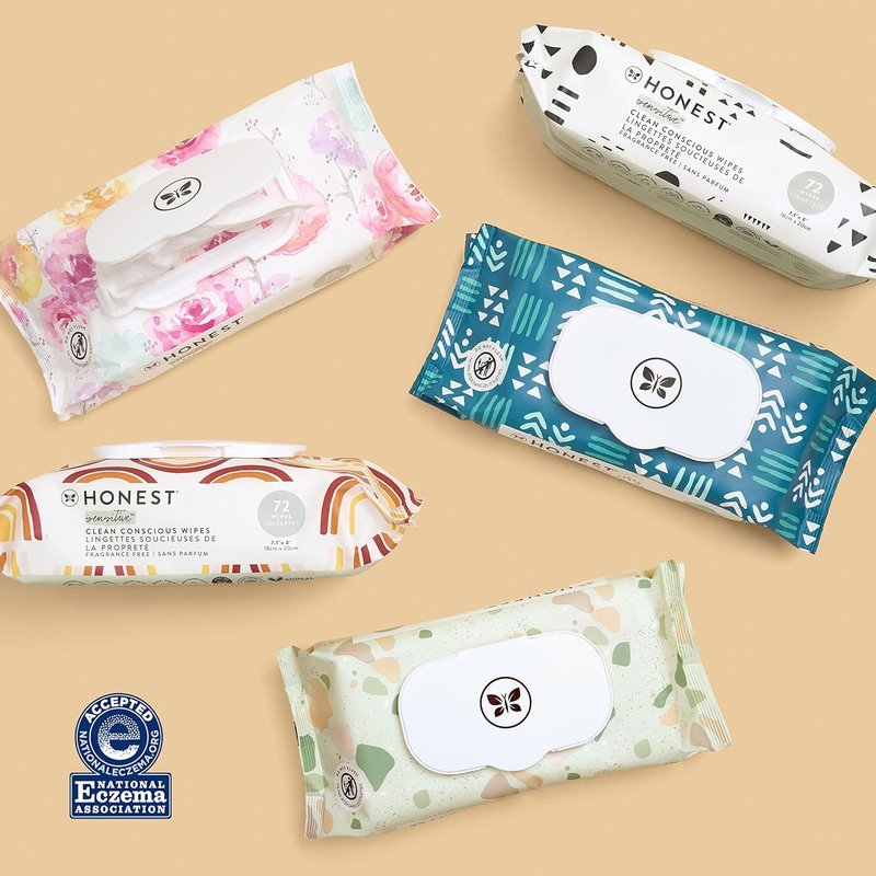 The Honest Company Hypoallergenic Multi-Use Baby Wipes for Sensitive Baby Skin, Pattern Play, 10 Count (Pack of 6)