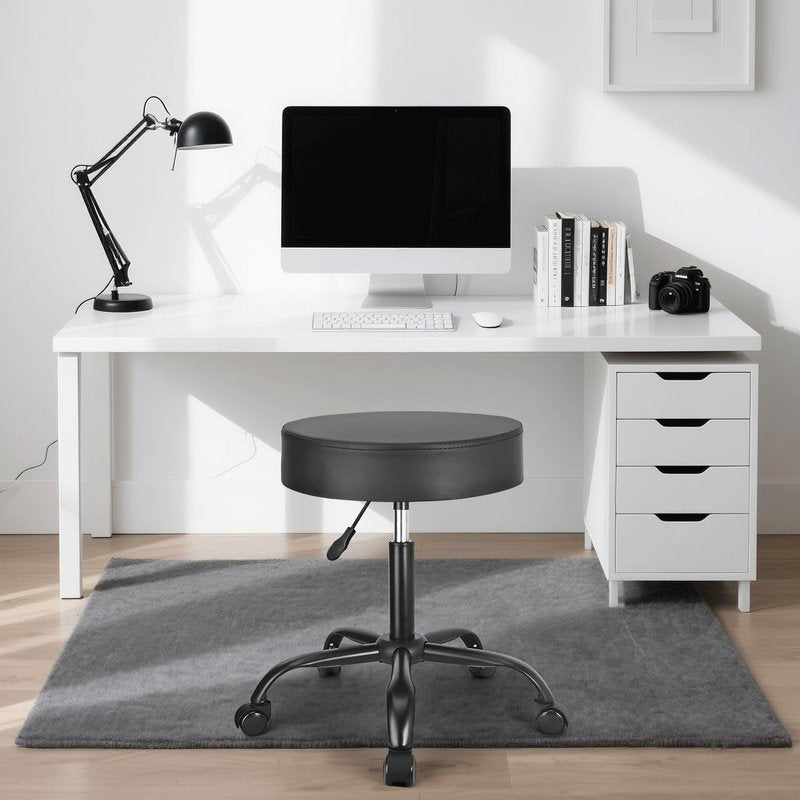 JOSTZHXIN Rolling Stool PU Leather Swivel Stools Height Adjustable, Drafting Work SPA Task Chair with Wheels, Home Office Salon Stool Chair (Style 2)