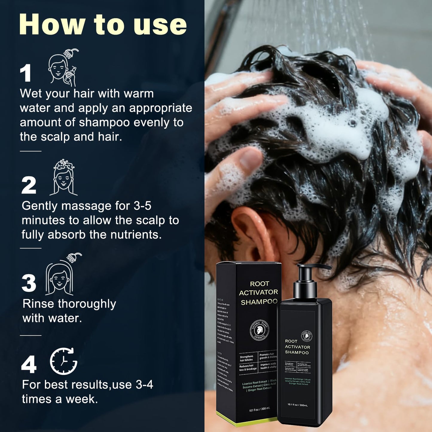 Root Activator Shampoo For Men - Hair Growth Shampoo for Hair Loss and Thinning Hair - 300 mL/10.1 fl oz