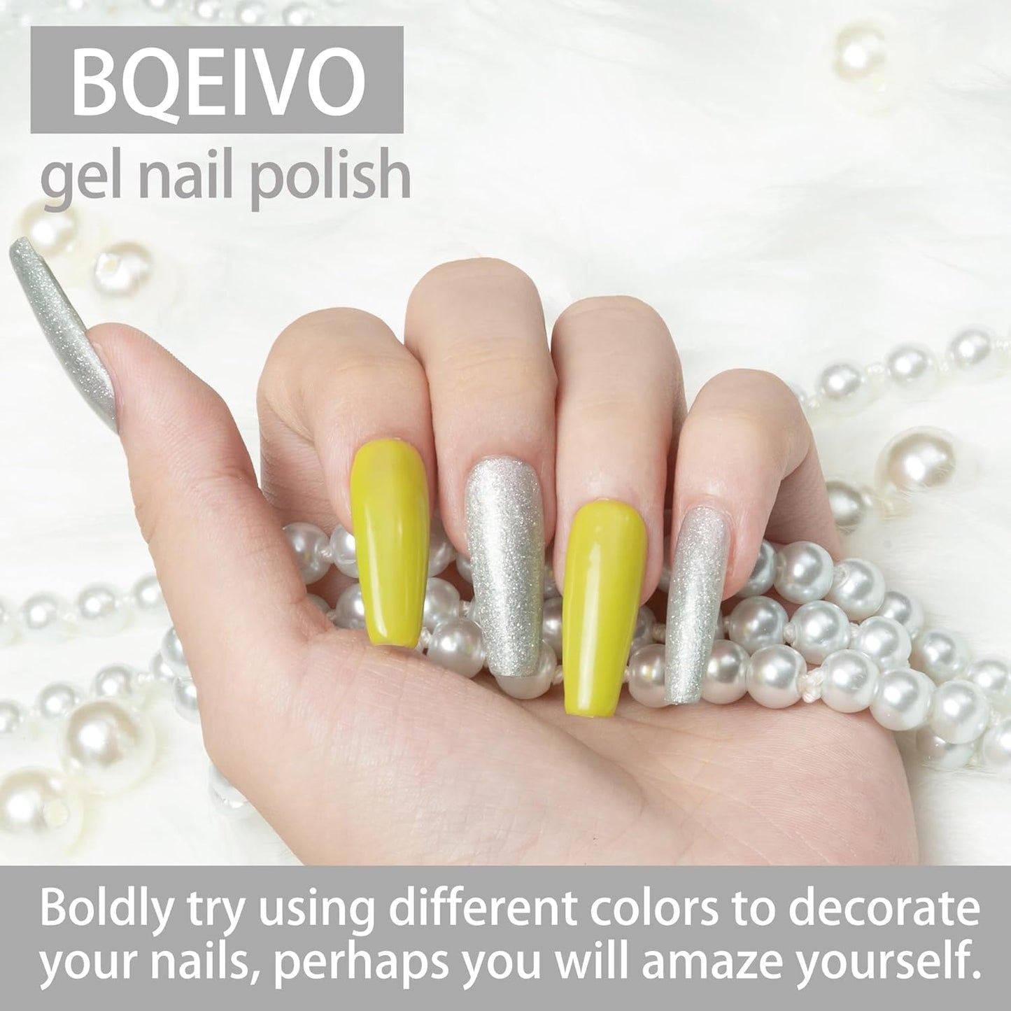 BQEIVO Stardust Silver Gel Nail Polish 12 ml with lasting shine and twinkling allure of rhinestones Cured with UV lamp Ideal for at-home manicure and nail art
