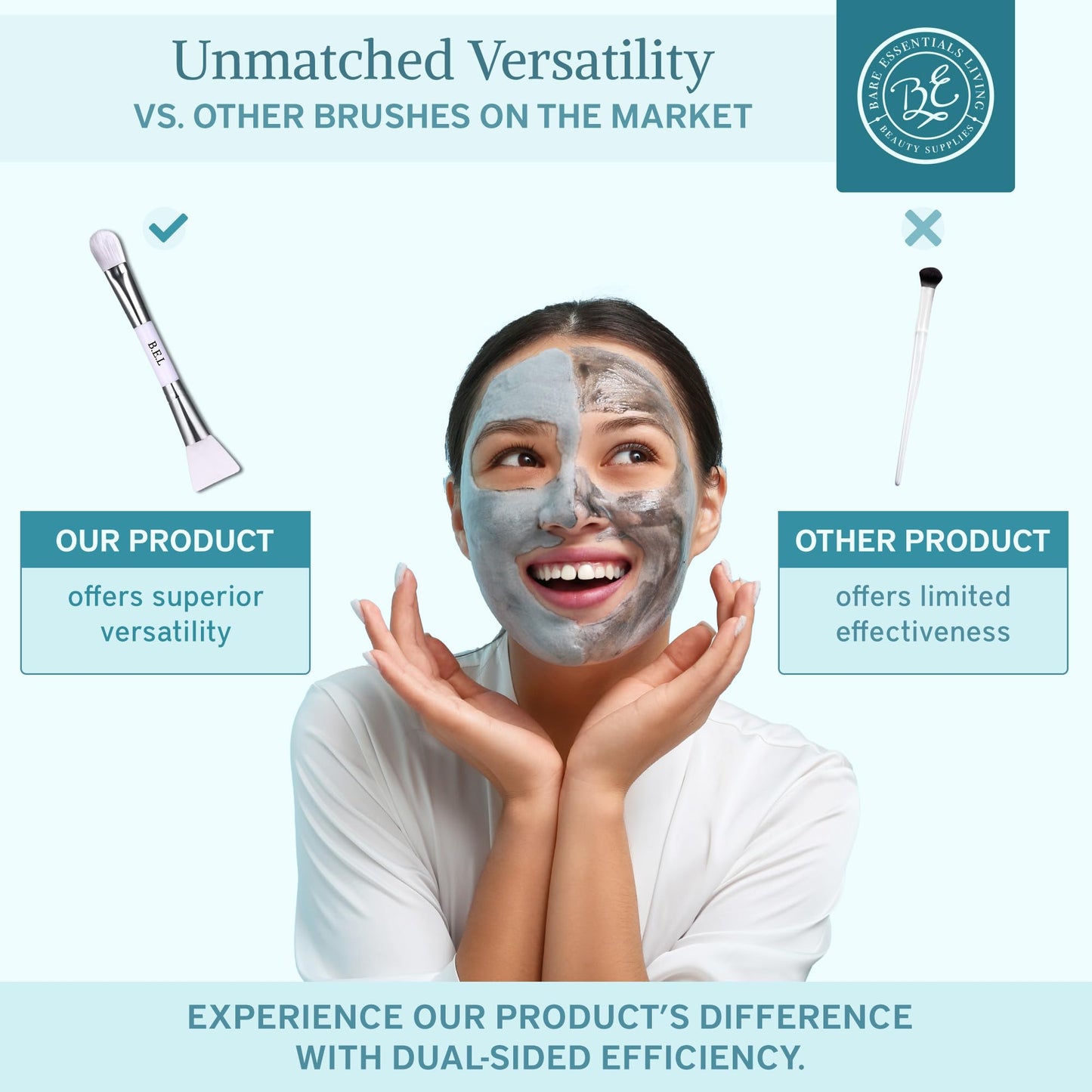 Bare Essentials Living - Clay Face Mask Brush (10 Pack, White) Dual Soft Silicone Face Mask Applicator Brush Tool, Great Facial Essentials, Moisturizer Applicator & Skincare Brush for Facials