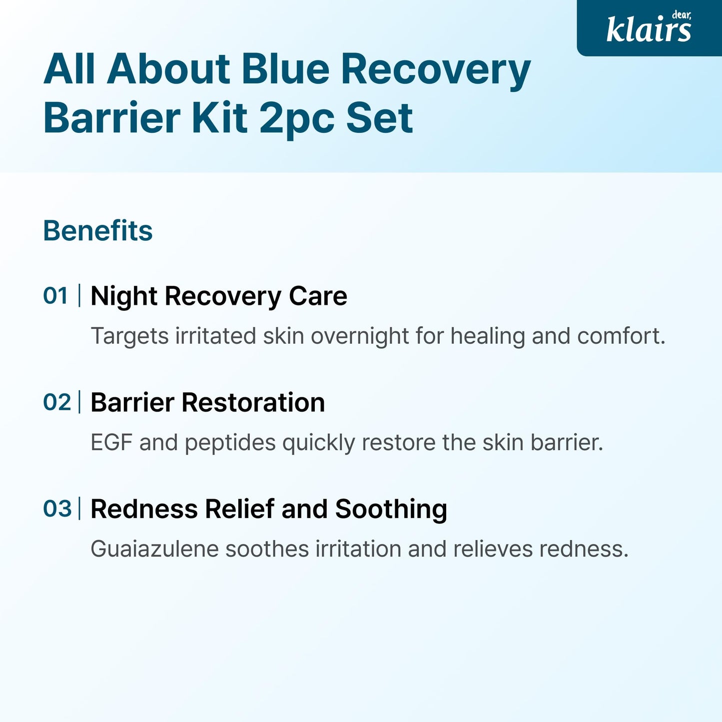 DearKlairs After-Sun Care Duo Kit, Midnight Blue Calming Cream + EGF Blue Drop Set, Soothing, Fast Absorbing, Light Texture for Easy Use, Sensitive Skin Friendly