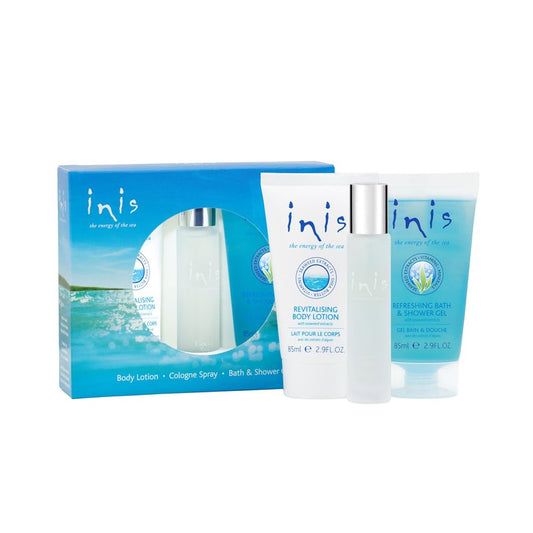 Inis the Energy of the Sea - Trio Gift Set for Women and Men, Travel Size Toiletries with Mini Cologne, Body Lotion and Bath and Shower Gel, Clean Ocean Fresh Unisex Fragrance