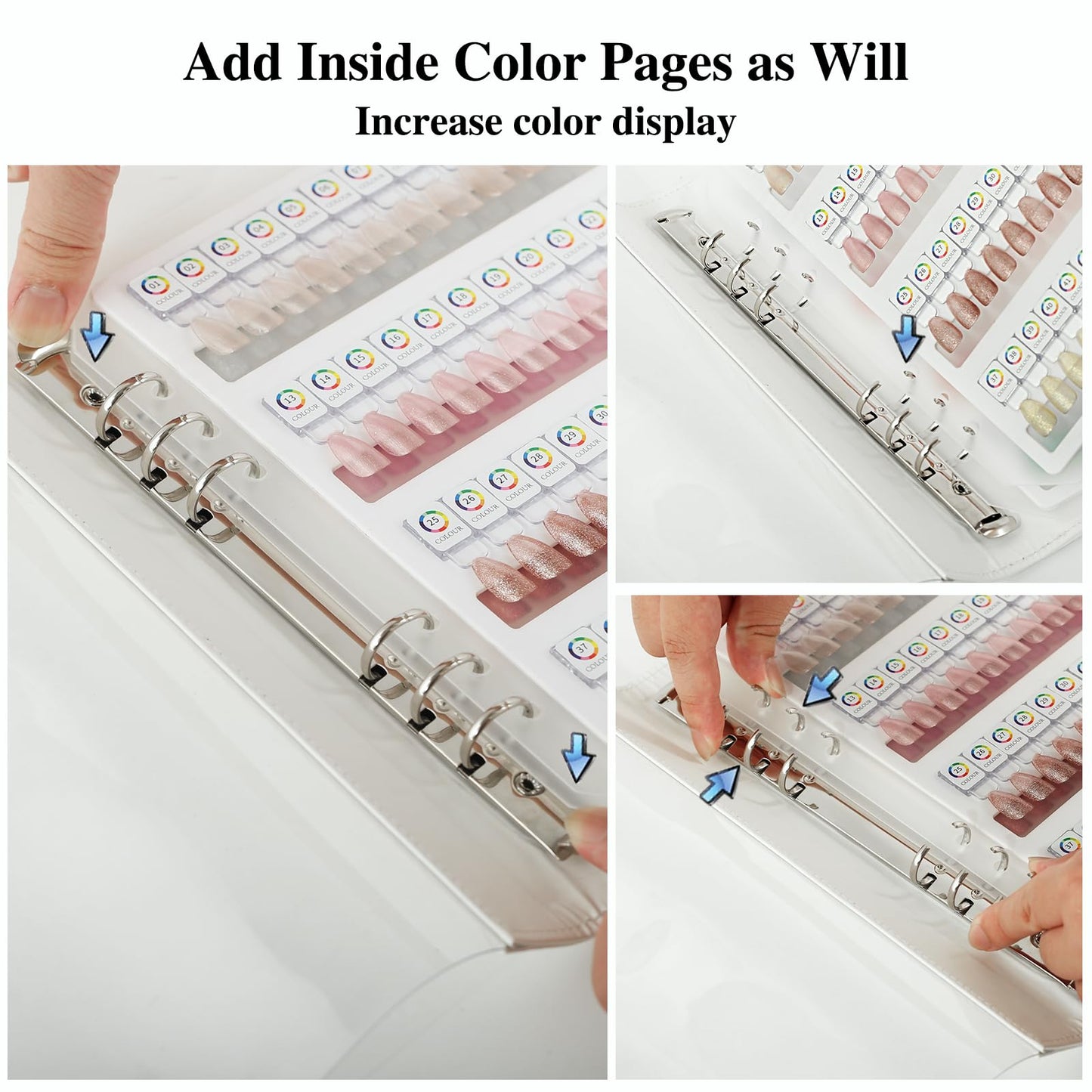 C12rtive 96 Magnetic Nail Swatch Book,Leather Magnetic Color Display Book with 96PCS Magnetic Tips & 1-120 Number Labels,Perfect for Nail Polish Nails Art Design(White)