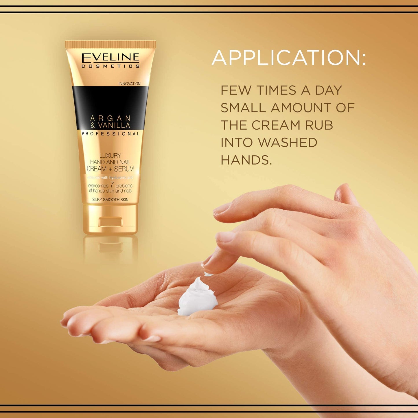 Eveline Professional Luxury Hands & Nails Cream-Serum Argan & Vanilla, 3.38 Fluid Ounce
