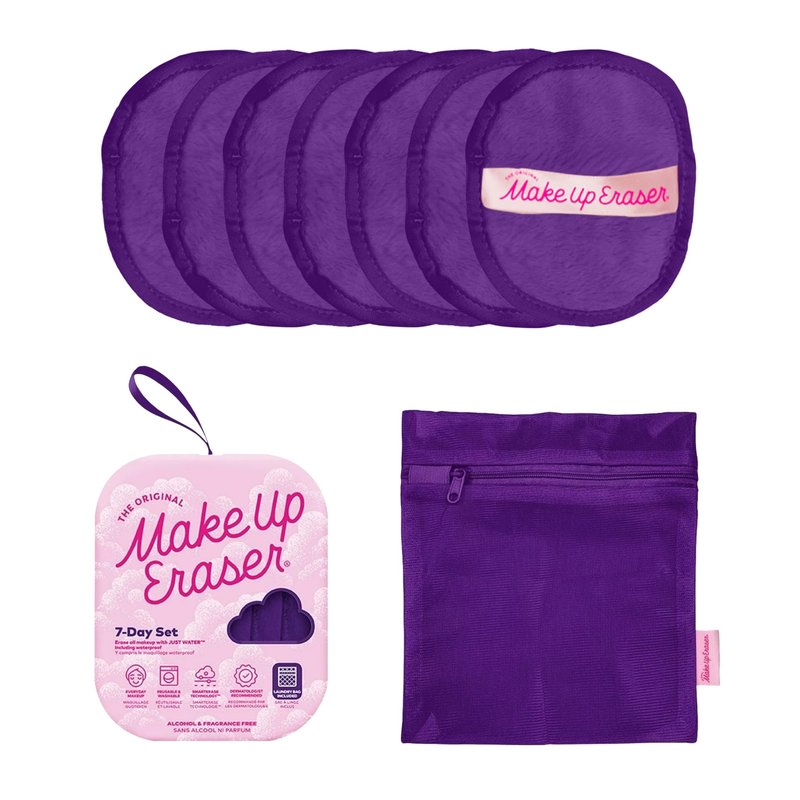 The Original MakeUp Eraser 7-Day Set, Erase All Makeup With Just Water, Including Waterproof Mascara, Eyeliner, Foundation, Lipstick, Sunscreen, and More! Queen Purple, 7ct.