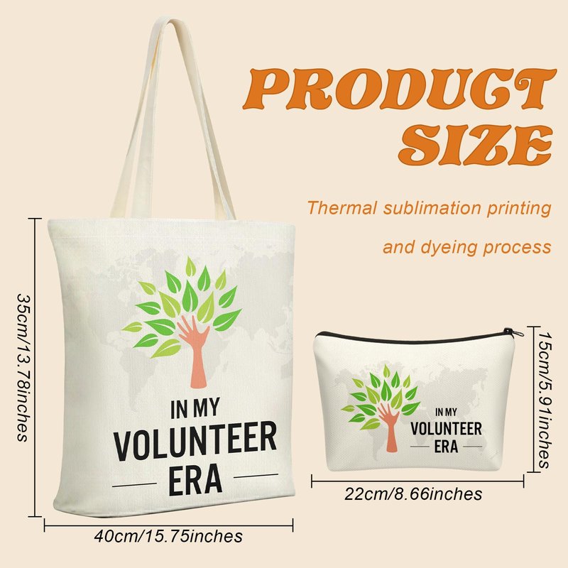 Yaomiao 12 Pcs Volunteer Appreciation Gifts Bulk for Women Volunteer Tote and Cosmetic Bags Set Funny Canvas Reusable Grocery Bag with Zipper Makeup Bag for Holiday Thank You Gifts, Church, Group