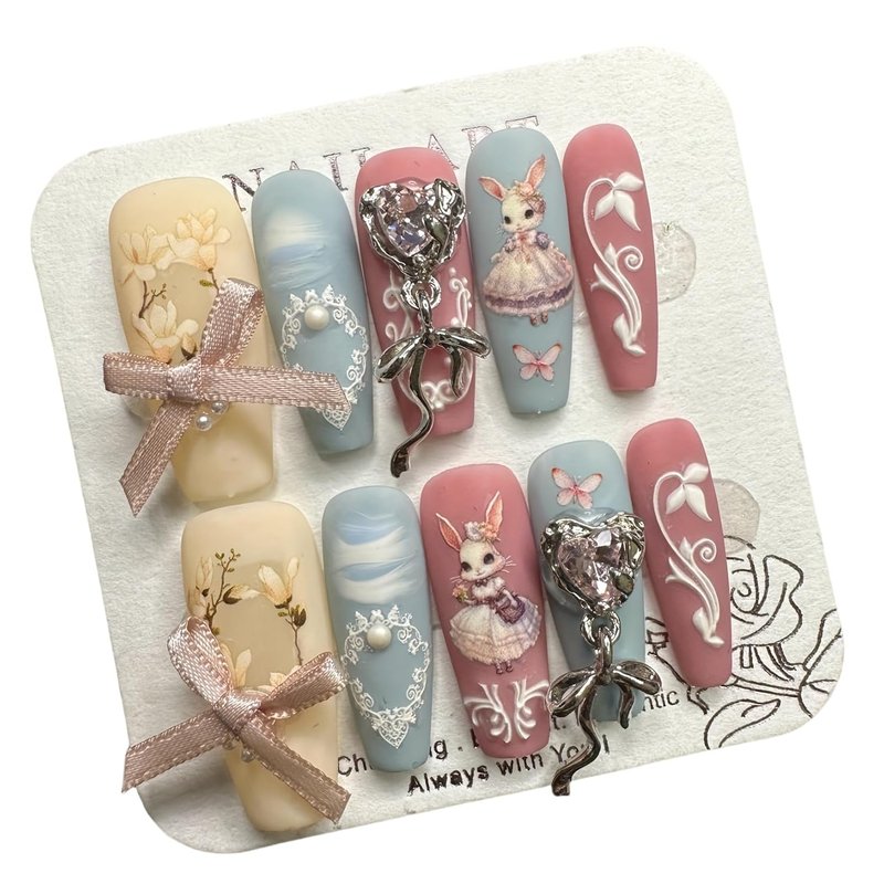 Handcrafted Press-On Nails Kit - Durable & Stylish Short Length | Perfect for Daily Wear & Special Occasions (M19, M)
