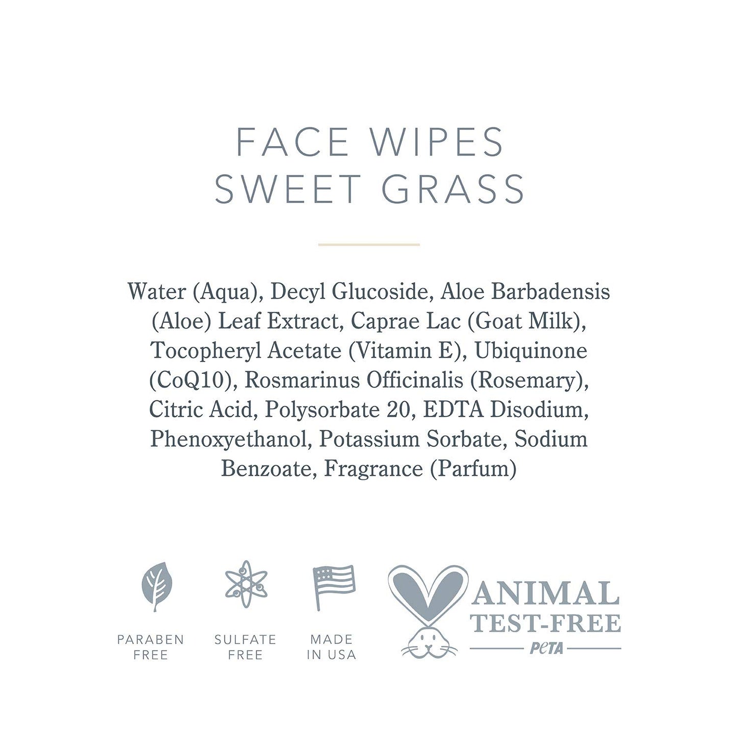 Beekman 1802 - Face Wipes - Sweet Grass - Biodegradable Makeup Remover Wipes for Face & Eye Makeup - Cleansing Wipes for Face, No Alcohol - Goat Milk Facial Wipes - 6 oz