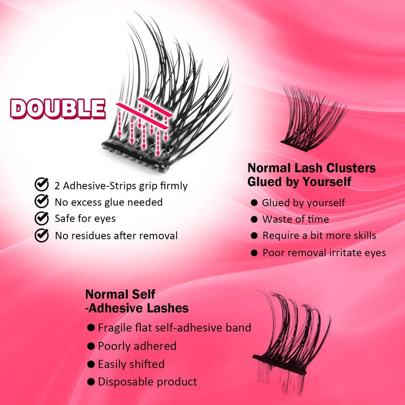 240PCS Self Adhesive Eyelashes Natural Lash Clusters Kit Volume DIY Self Adhesive Lash Clusters Pre Glued Eyelashes Clusters Reusable No Glue Needed No Remover No residue