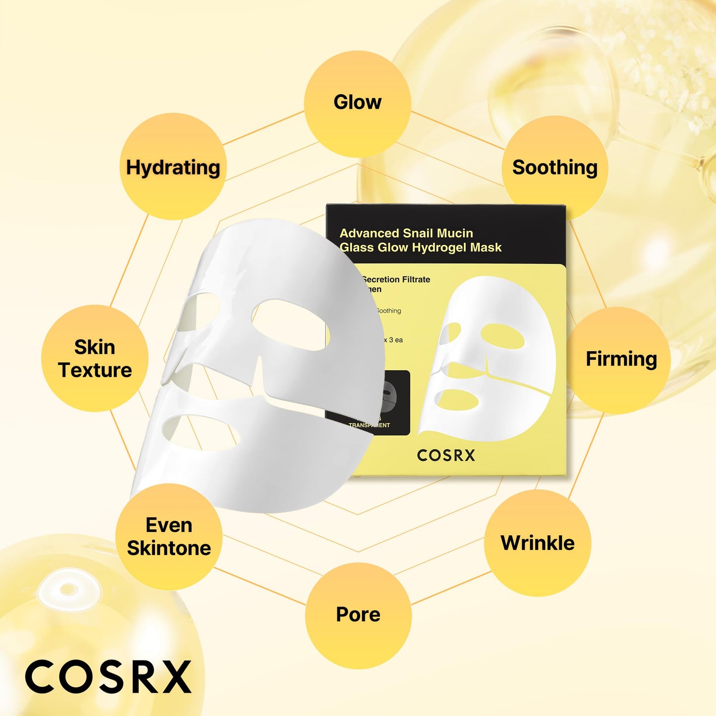 COSRX 2% Alpha Arbutin Discoloration Care Serum + Advanced Snail Mucin Glass Glow Hydrogel Masks