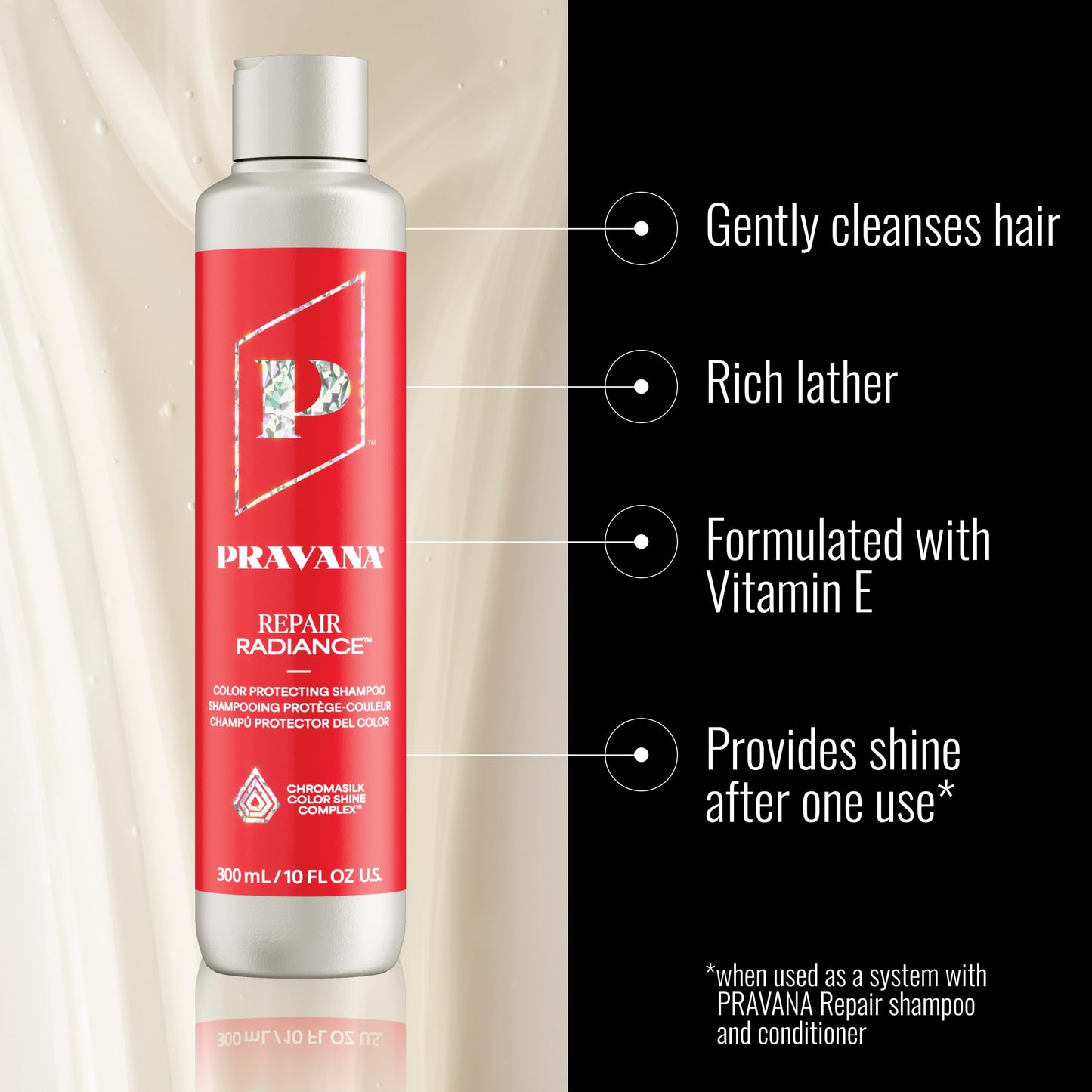 PRAVANA Repair Radiance Shampoo and Conditioner Set | Restores & Nourishes | For Damaged, Color-Treated Hair | Reduces Breakage & Split Ends | Chromasilk Enhances Shine & Protection | Vegan | 10 Fl Oz