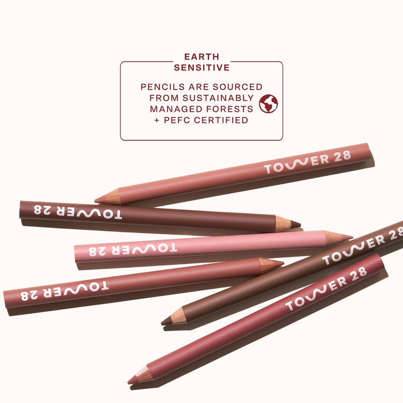 Tower 28 OneLiner - Multi-Use Creamy Lip Liner, Eyeliner & Face Makeup Pencil for Sensitive Skin - Hydrating, Vegan Formula with Shea Butter - Matte, Long-Lasting Finish - Pinky Taupe (1 Count)