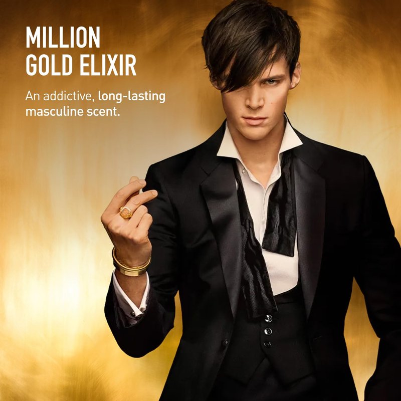 Million Gold Elixir Parfum Intense - Long-Lasting Men's Fragrance with Vanilla & Sandalwood | 3.4 oz