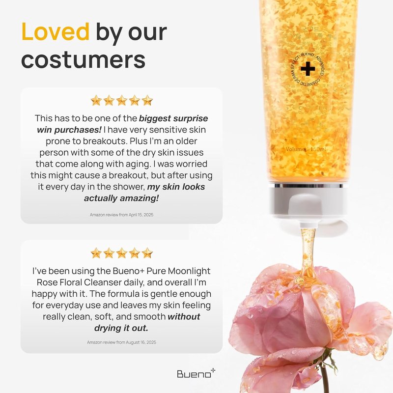 Pure Moonlight Rose Floral Cleanser - Anti-Aging Gentle Face Wash with Rose Petals | Exfoliating & Moisturizing | 5.03 fl. oz.