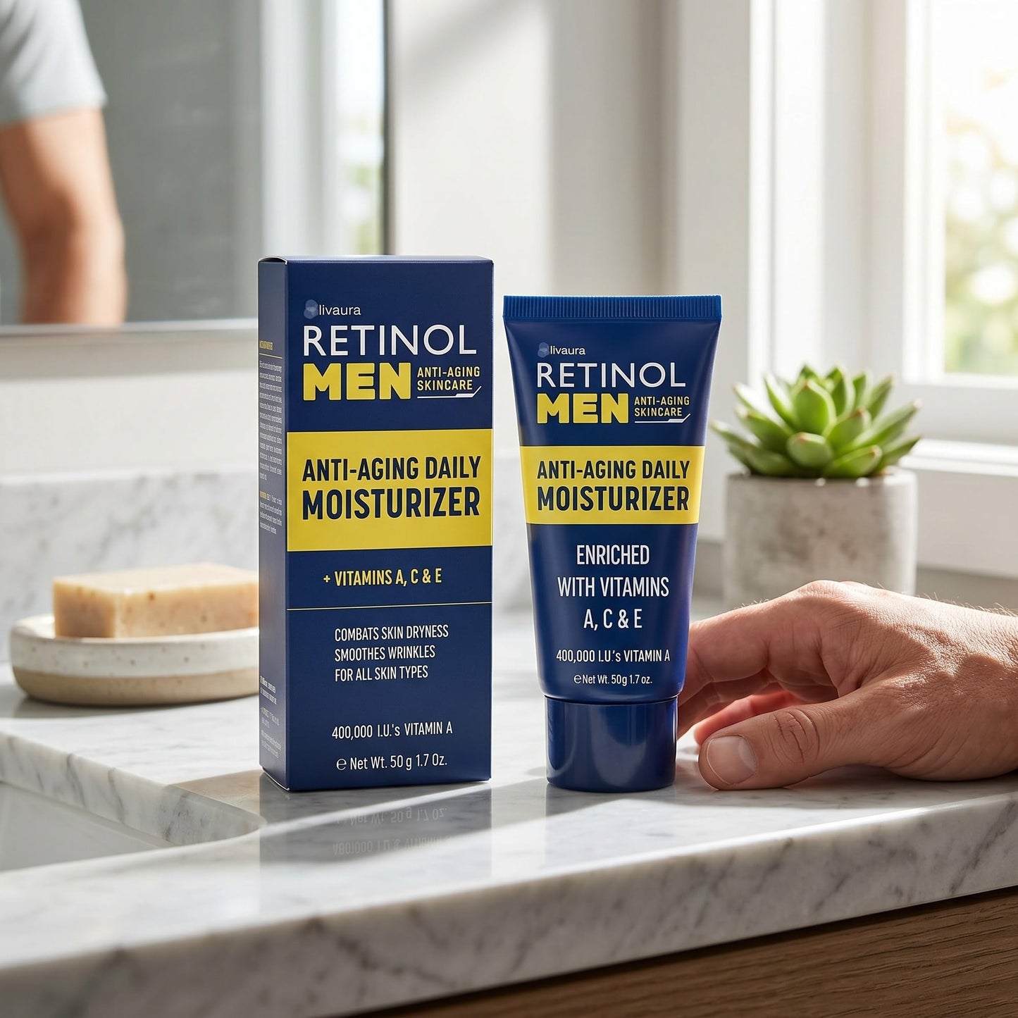 LIVAURA Retinol Men’s Face Moisturizer – Hydrating Face Cream & Faces Lotion for Men, Anti Aging Moisturizers for Dry Skin, Lightweight Facial Moisturizer for Daily Skin Care, Sensitive Skins