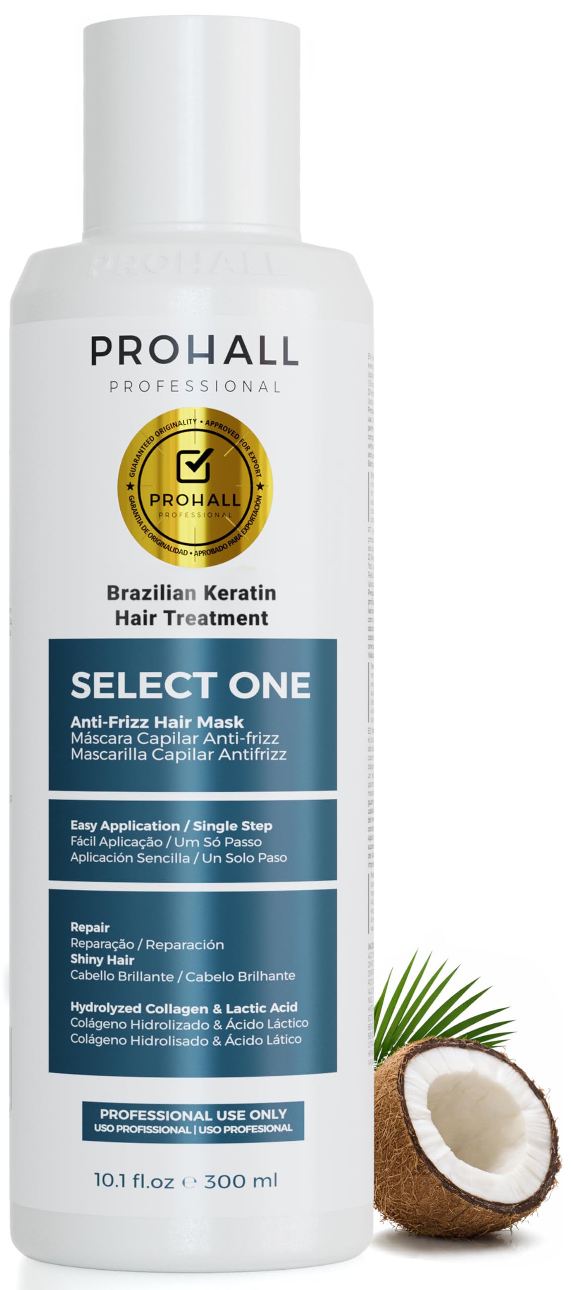 Brazilian Keratin Treatment Blowout Complex-PROHALL SELECT ONE 10.1oz/300ml-Formaldehyde Free Keratin Hair Treatment -Queratina Brasileña Keratina Para Alisar el Pelo Sin Formol