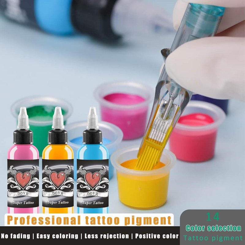Tattoo Ink Set - 14 Colors 1oz Bottles for 3D Makeup & Body Art | Professional & Beginner Use