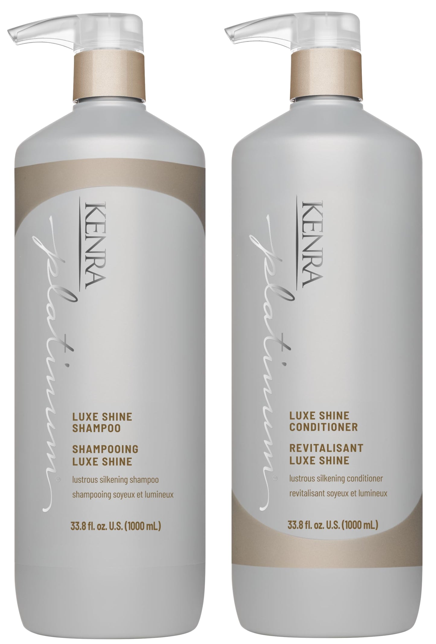 Kenra Platinum Luxe Shine Shampoo & Conditioner Set | High Shine | Smoothing Conditioner for Frizzy Hair | For Dull Hair | Sulfate Free | Color Safe 33.8oz