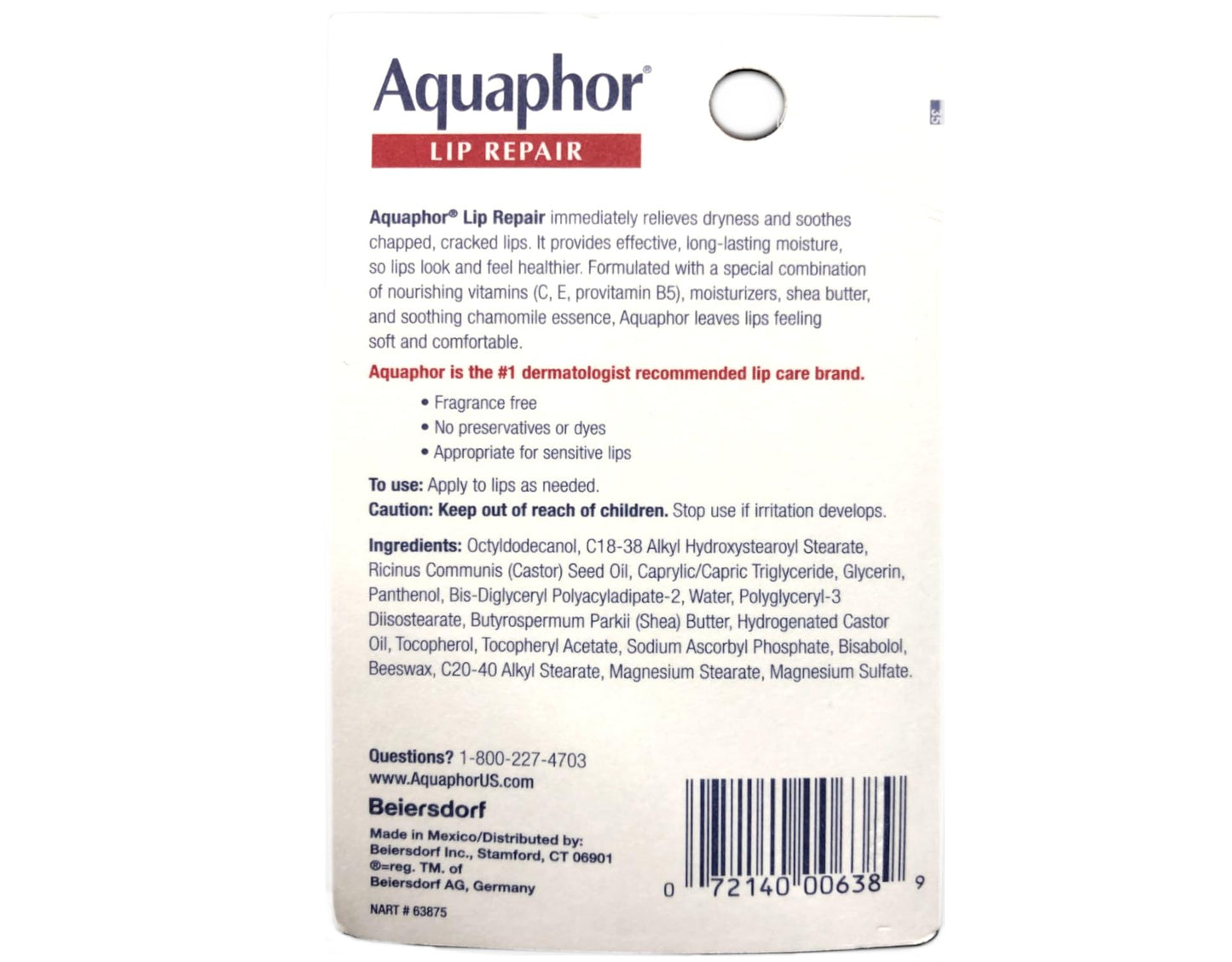 Aquaphor Lip Repair Ointment - Long-lasting Moisture to Soothe Dry Chapped Lips - .35 fl. oz Tube, 4 Pack