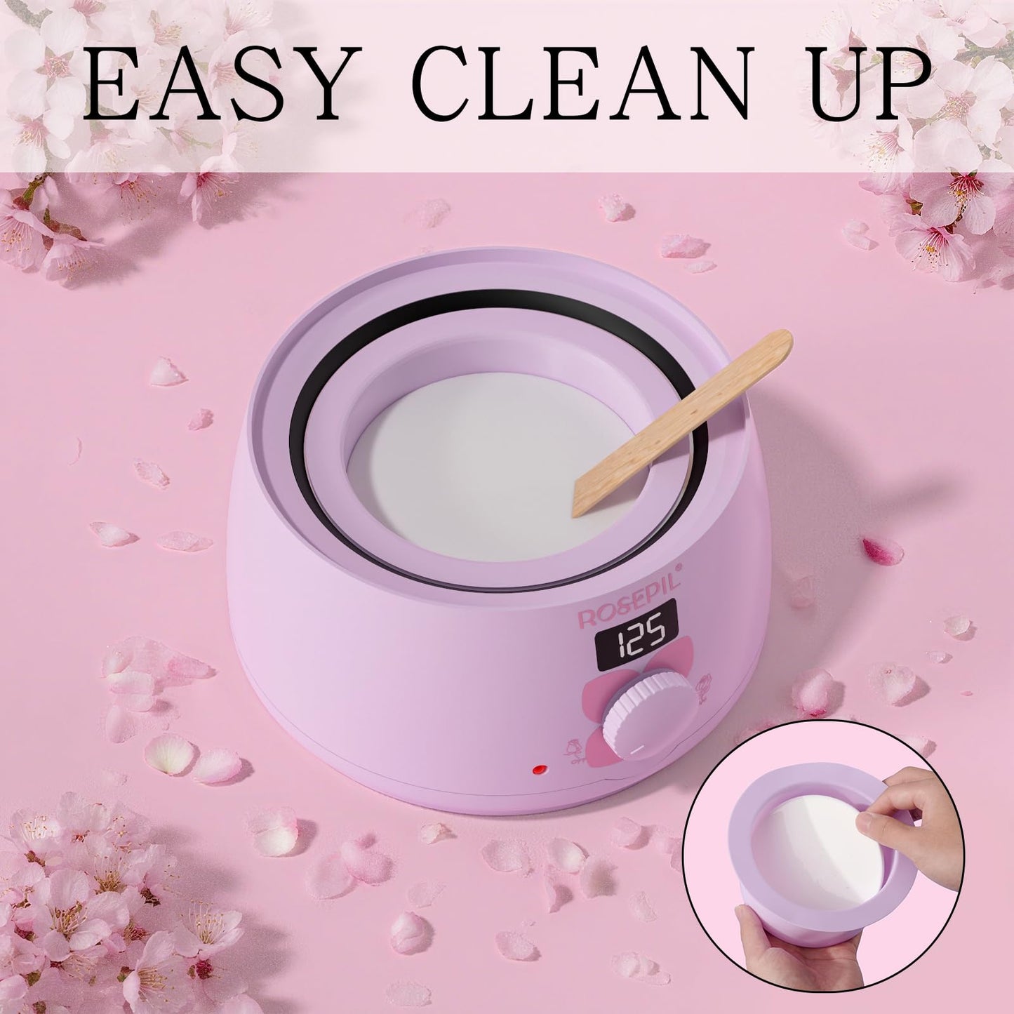Rosepil Digital Wax Warmer - Beginner-Friendly Waxing Kit with Smart Temp Control, 6 Packs (3 Colors) Wax Beads for Targeted Hair Removal - Ideal for Body, Bikini, face, Home Salon Use