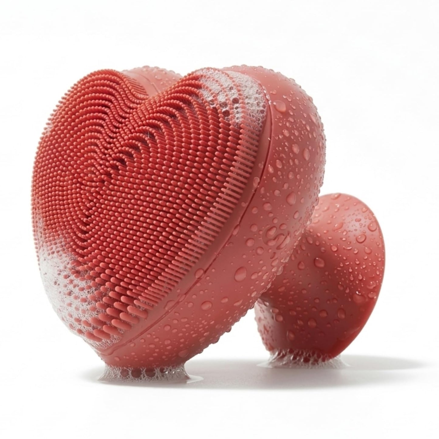 Heart Face Clean Pro⁺ - Electric Silicone Facial Scrubber for Acne with 7000+ Sonic Pulses - IPX7 Waterproof Rechargeable Exfoliator with Slip-Free Grip, 3 Speed Settings & Phthalate-Free - Cherry