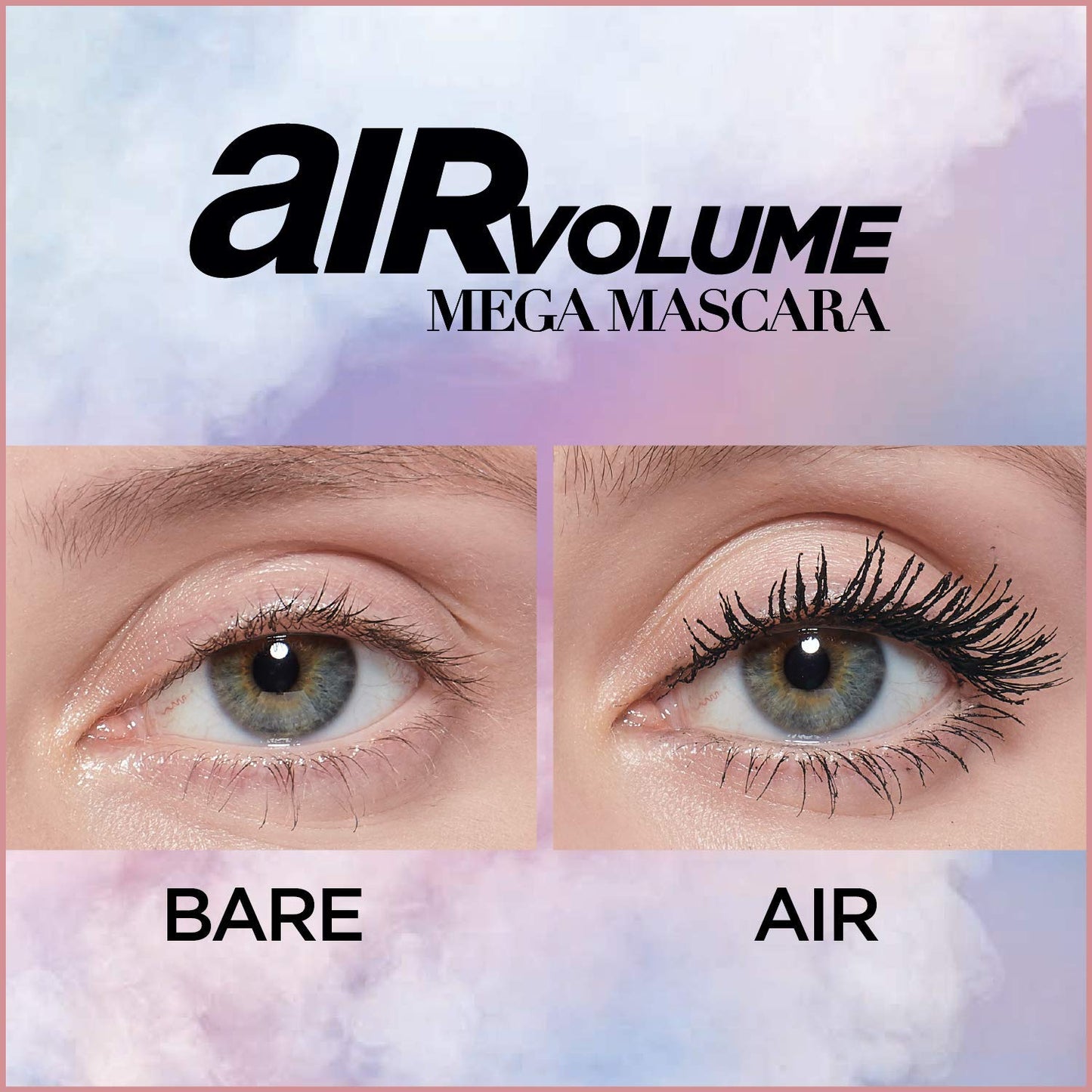 L'Oreal Paris Makeup Air Volume Mega Mascara, Lightweight & Long-lasting Volumizing Mascara for Voluminous Eyelashes, Washable Blackest Black, 0.3 Fl Oz (Pack of 2)