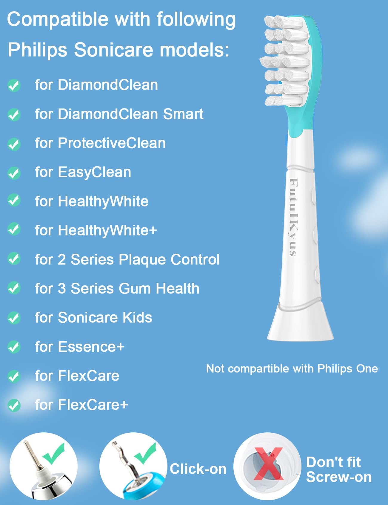 Kids Replacement Heads for Philips Sonicare: 7+ Child Soft Electric Toothbrush Standard Brush Head, Pink & Blue 4 Pack