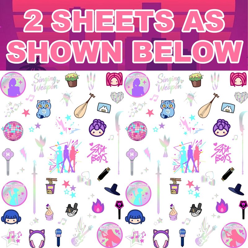 FTVLTAT Purple Demon Temporary Tattoos for Fans Teens Adults, 80 Unique Designs, 2 Large Sheets KPOP Theme Waterproof Fake Tattoos Lasts 2-7 Days, Party Favors, Classroom Rewards, Birthday Party Gifts