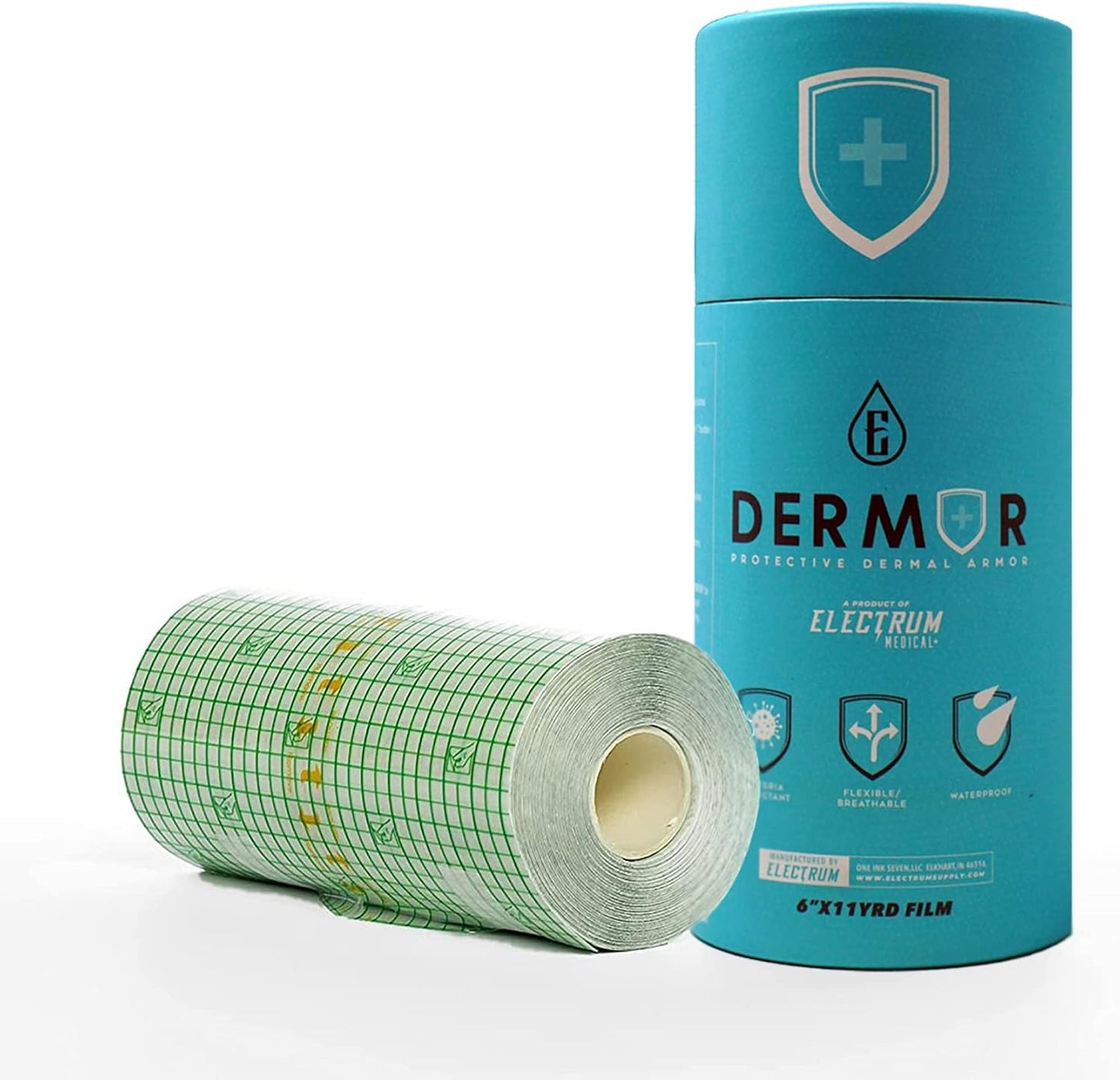 Electrum DERMOR Tattoo Aftercare Bandage Roll - Waterproof, Latex-Free Adhesive | 6" x 11 YD, Up to 100 Applications