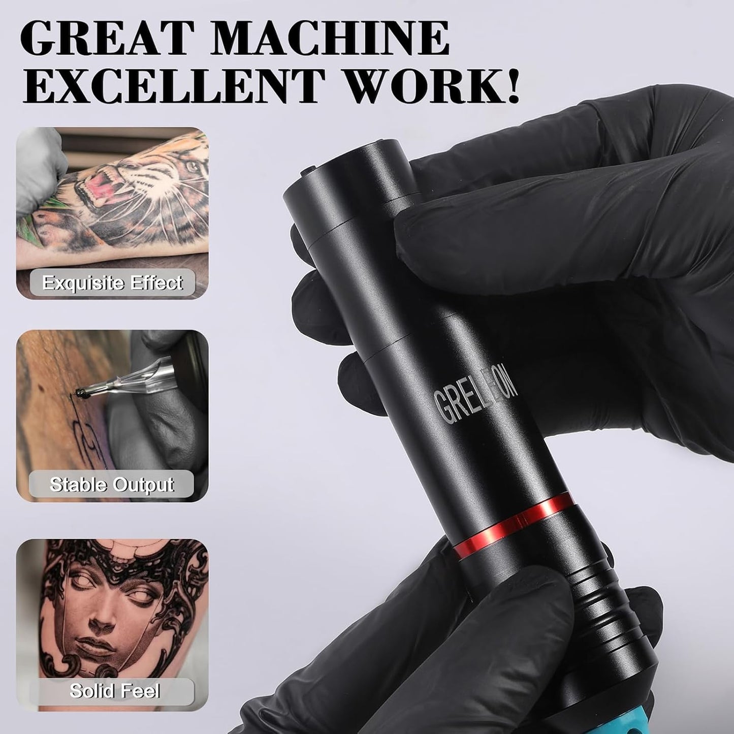 Tattoo Pen Kit - Professional Tattoo Machine with 2 Batteries & 1500mAh Power Supply | Red Color