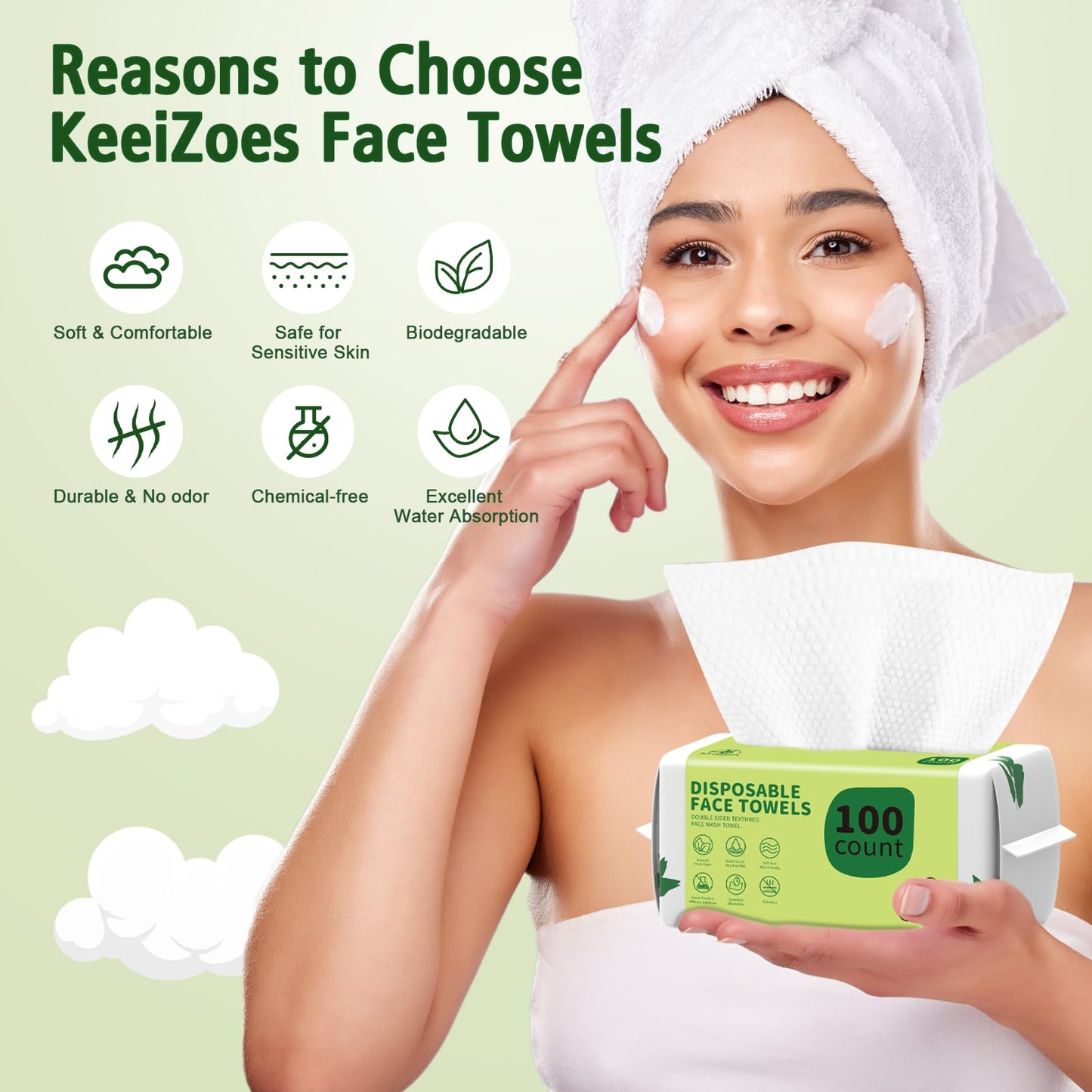 Disposable Face Towels 600 Count with Face Towel Holder, Ultra Soft & Thick Biodegradable Facial Towels for Sensitive Skin,Makeup Remover Dry Wipes Washcloths, Lint-Free Cleansing Towelettes