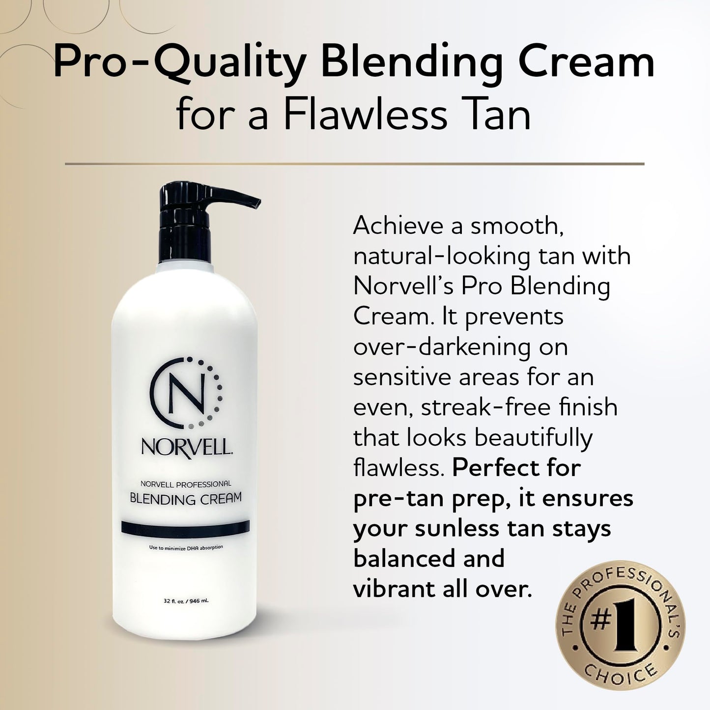 Norvell Pro Blending DHA Barrier Cream 32 fl oz – Professional Pre Tan Skin Protectant for Spray Tanning, Prevents Over Absorption, Ensures Even, Natural Looking Color