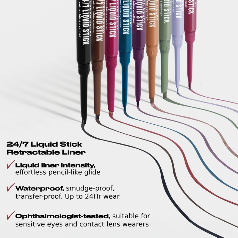 Urban Decay 24/7 Liquid Stick Waterproof Eyeliner - Smudge-Proof, Transfer-Proof, Up to 24HR Wear, Dual-Ended Retractable Gel Liner with Blending Eye Brush - Fluid Fig (dark matte plum)