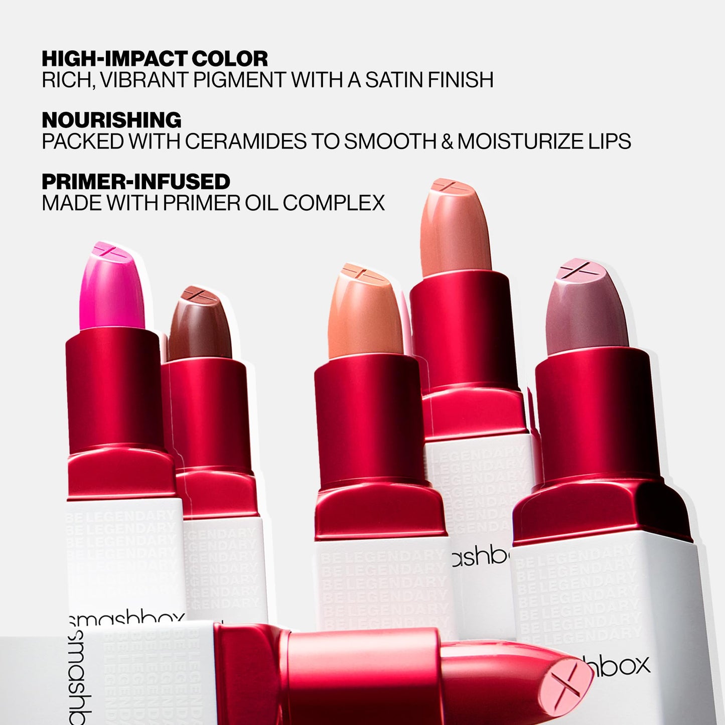Smashbox Be Legendary Prime & Plush Lipstick | Creamy Satin Lipstick with Peptide-Infused Primer Oil Complex & Moisture-Boosting Ceramides, Recognized, 0.14 Ounce
