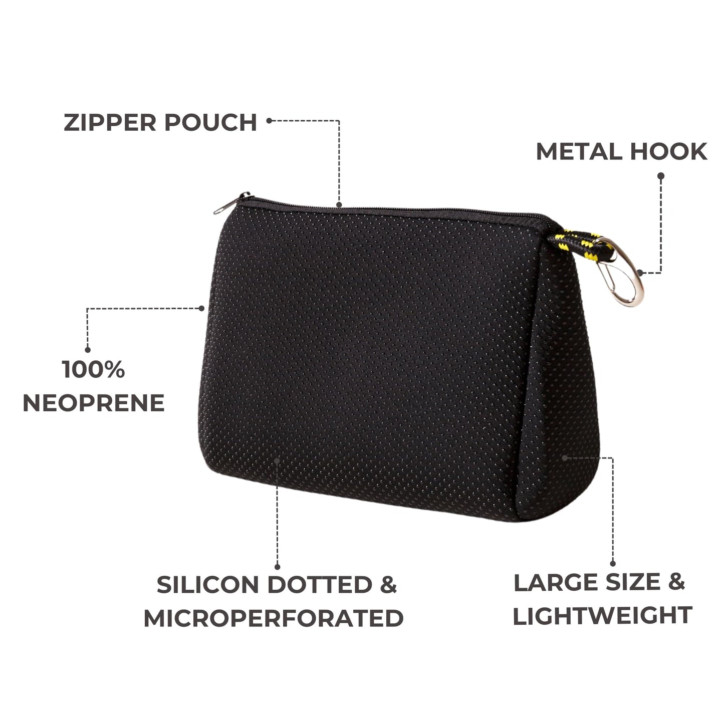 POPUPS Large Makeup Bag with Zipper - Waterproof Neoprene Cosmetic Bag 7.7 x 10.75 x 5 inches