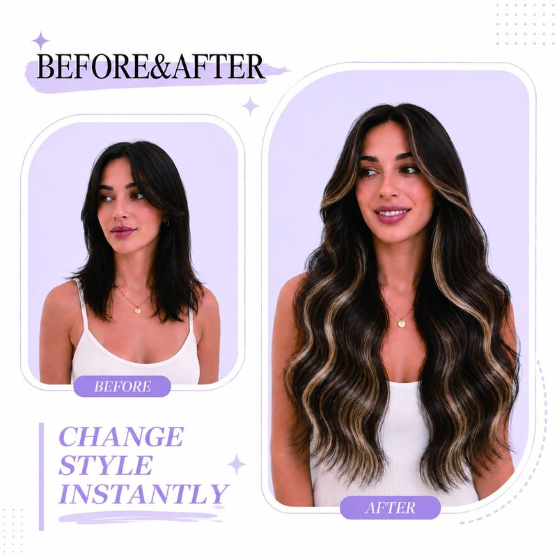 Clip in Hair Extensions Real Human Hair, Remy Human Hair Clip in Extensions for Women, 14 Inch 7Pcs 85g, Balayage Chocolate Brown to Caramel Blonde, Natural Straight Hair