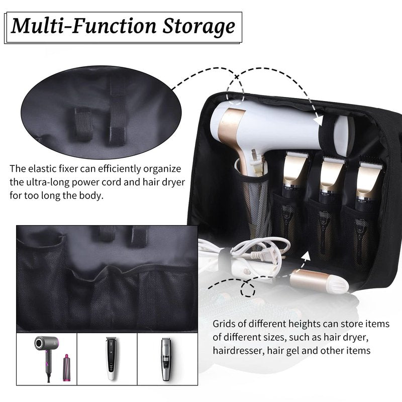 Barber Hairdryer Carrying Case - Hairstylist Travel Bag with Storage for Blow Dryer & Salon Equipment