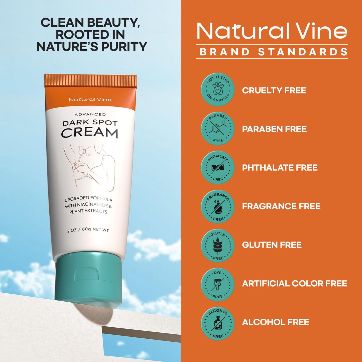 Natural Vine Dark Spot Corrector: Dark Spot Remover for Face and Body - Age Spot Brown Spot Sun Spot Remover Faded Spot Melasma Freckles Correcting - With Niacinamide for Women and Men 60g 2Pcs