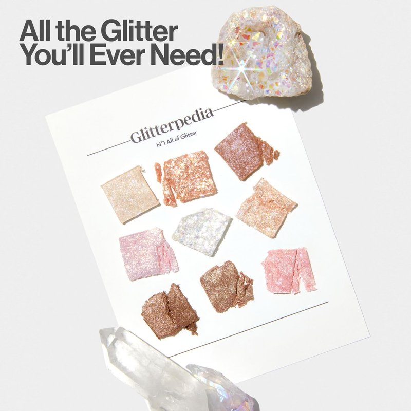 Glitterpedia Eye Shadow Palette - Versatile Shimmer & Glitter Textures | Perfect for Brown & Blue Eyes