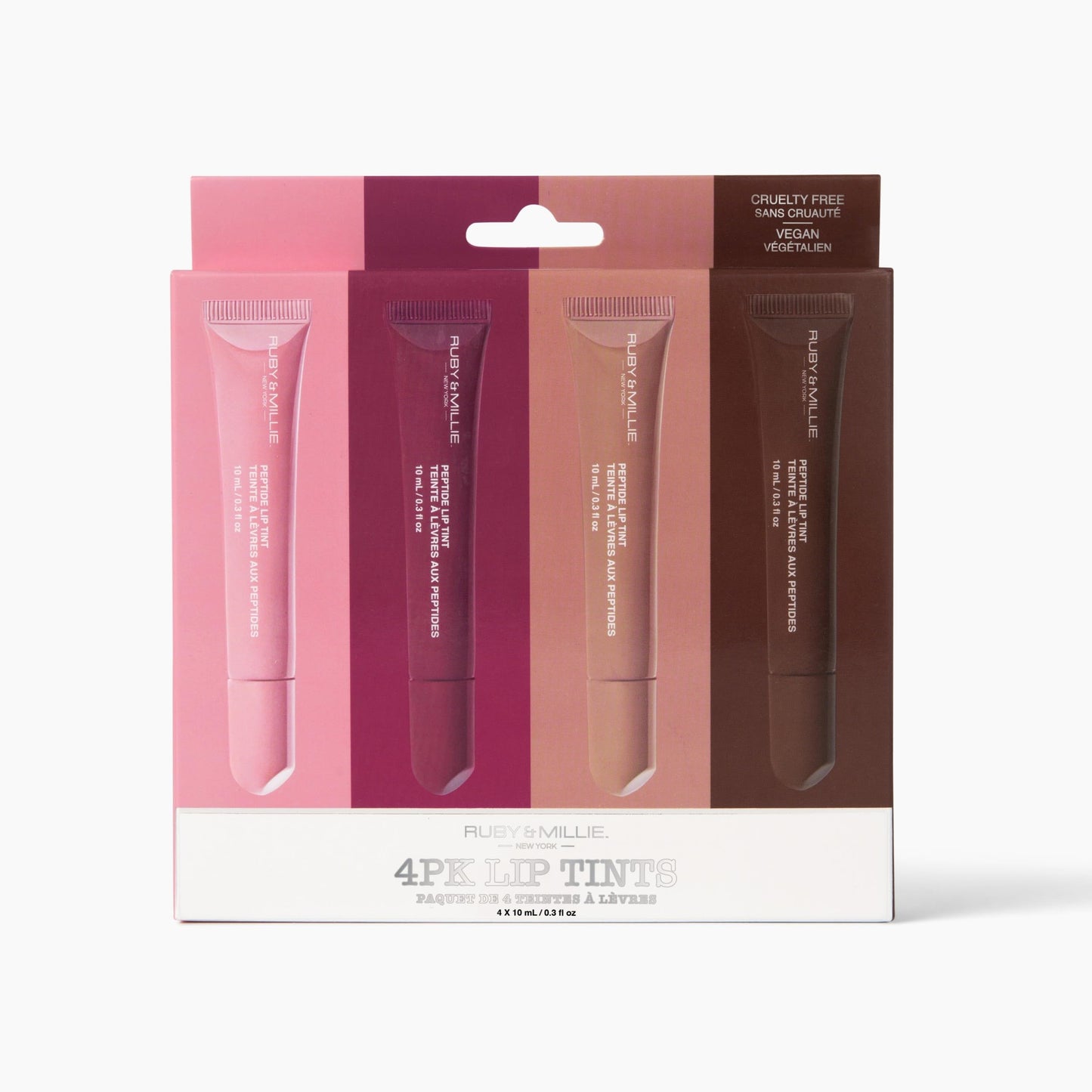 Ruby & Millie Peptide Lip Treatment, Peptide Lip Tint, Plumping Gloss, Lip Gloss, Multicolor, 0.3 Fl oz (Pack of 4)