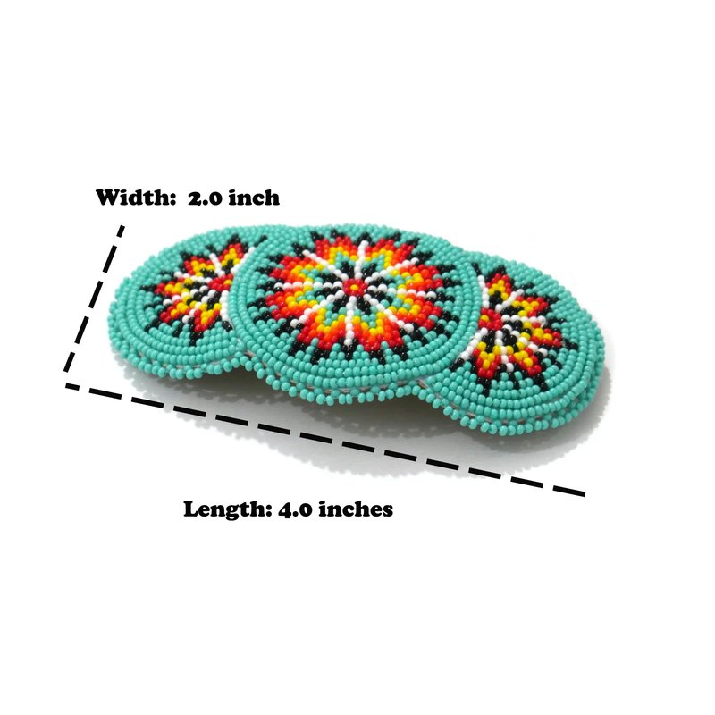 Beaded Hair Clips Native American Style Handmade Collection (Turquoise)
