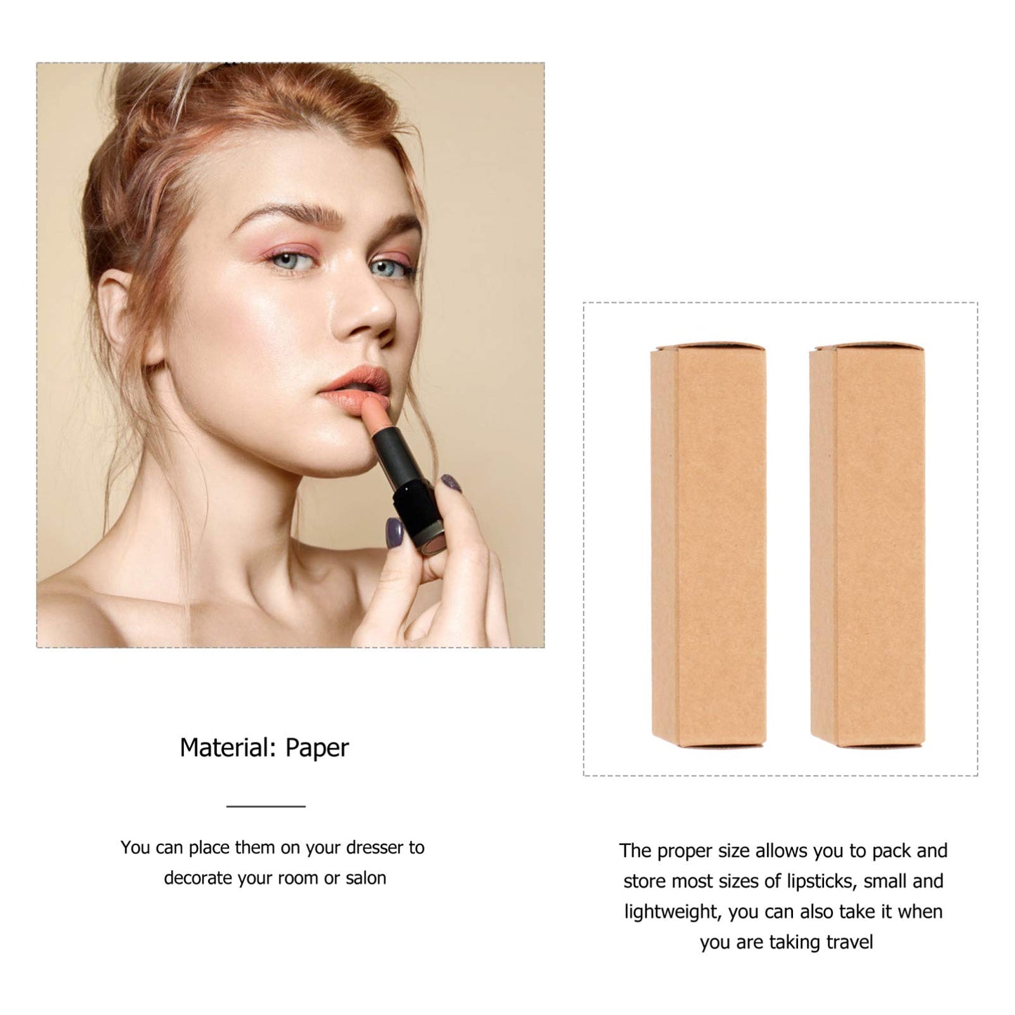 EXCEART Kraft Paper Lipstick Packaging Boxes 50 Pieces 3.3 X 0.8 X 0.8 Inch Durable Small Gift Boxes for Lipstick Lip Balm Lip Gloss Storage