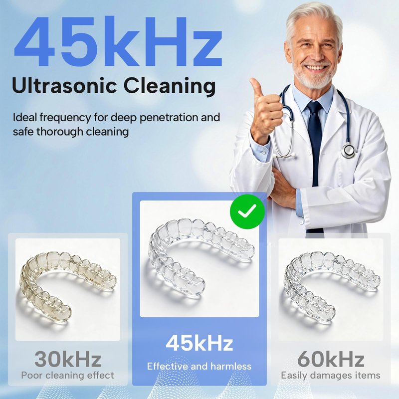Lumiflexa Ultrasonic Retainer Cleaner-45kHz Retainer Cleaner Machine,4 Modes Ultrasonic Cleaner for Dentures, Aligners,Mouth Guards, Braces,Toothbrush,Jewelry-200ML Dental Pod(White)