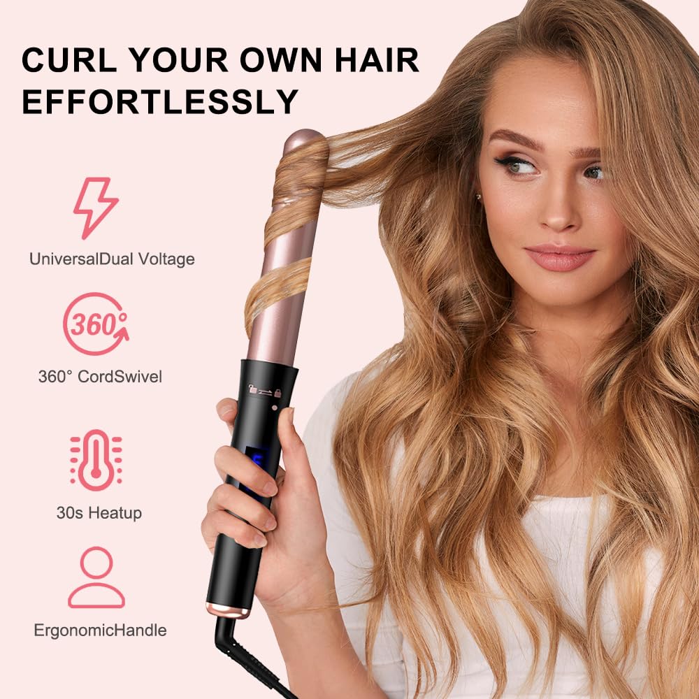 SOUKENGEN 5-in-1 Curling Wand Set with Temp Display,Perfect for Girl